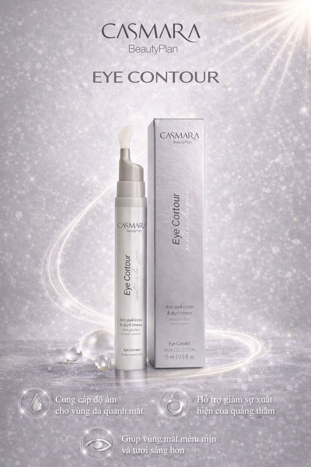 Hình: công dụng CASMARA EYE CONTOUR ANTI-PUFFINESS & DARK CIRCLES