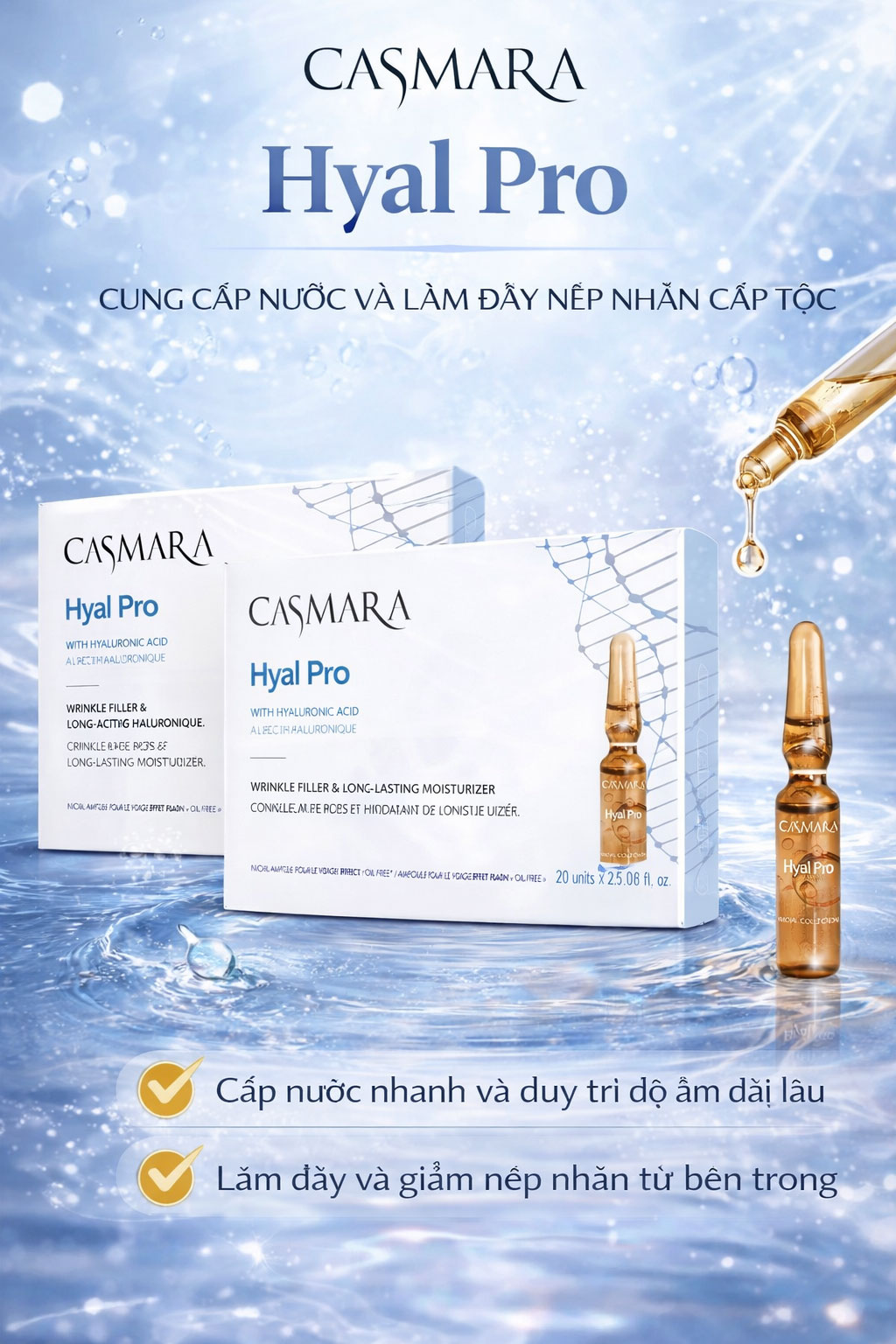 Hình: Công dụng CASMARA Hyal Pro Ampoule Flash