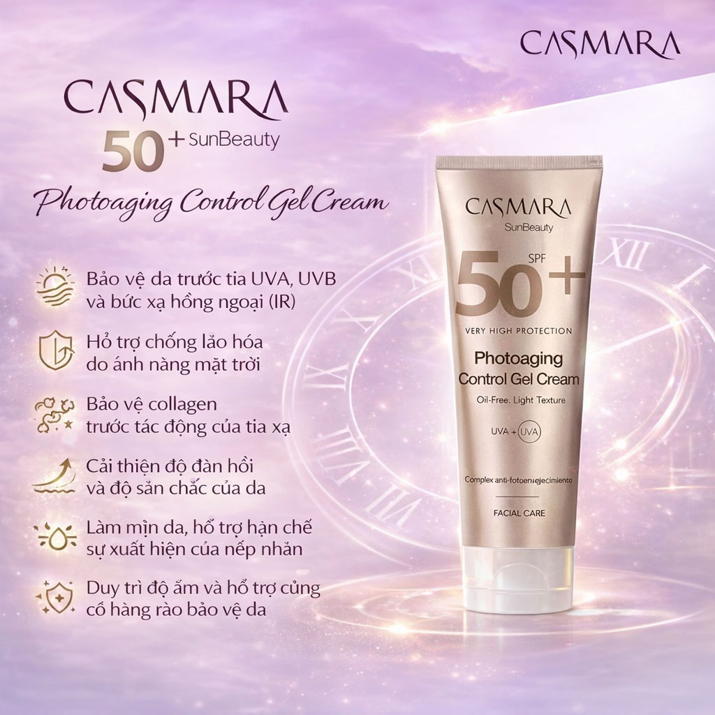 Hình: Công dụng Casmara Photo-Aging Control Gel Cream SPF 50+