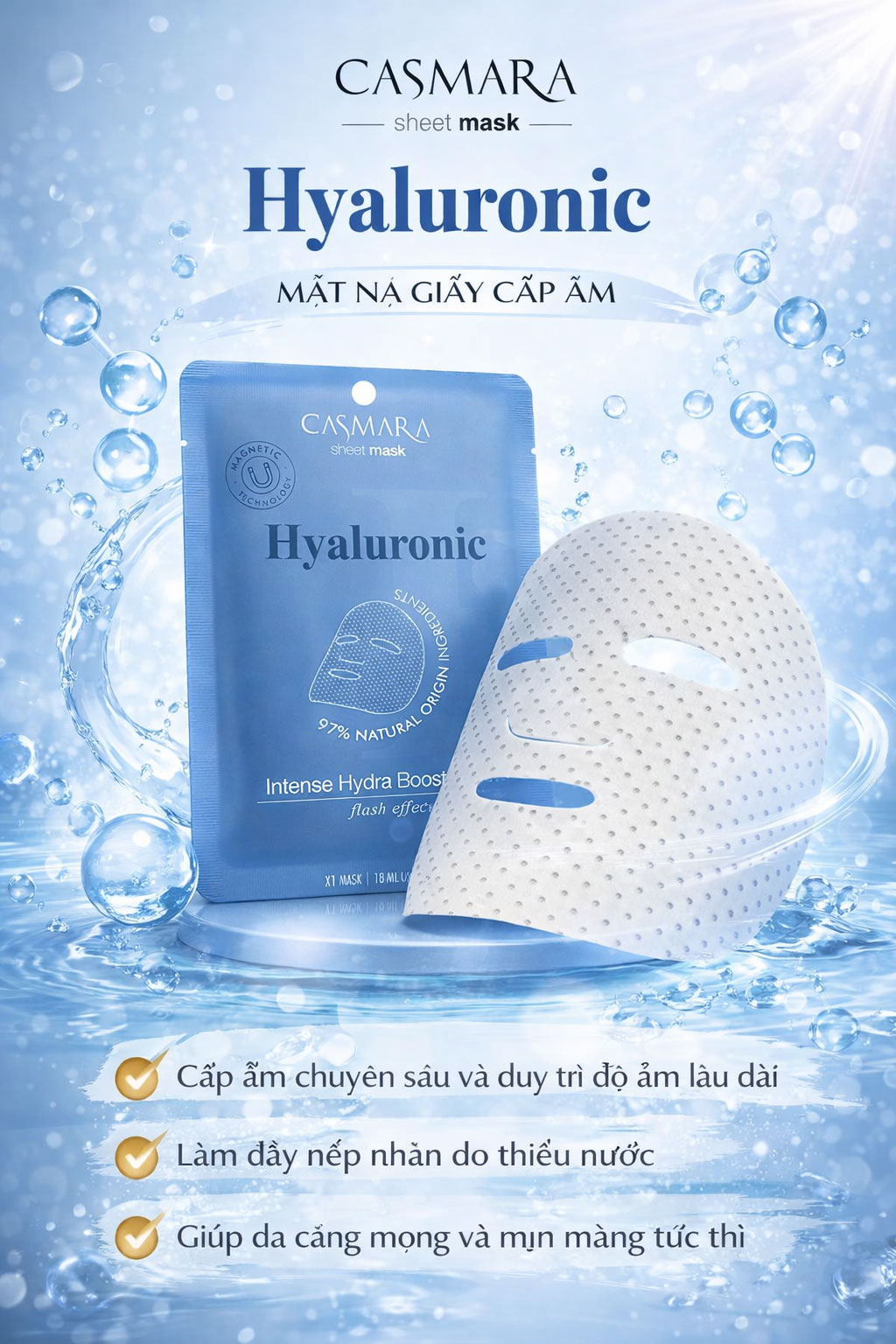 Hình: Công dụng Mascara Intense Hydra Booster Sheet Mask