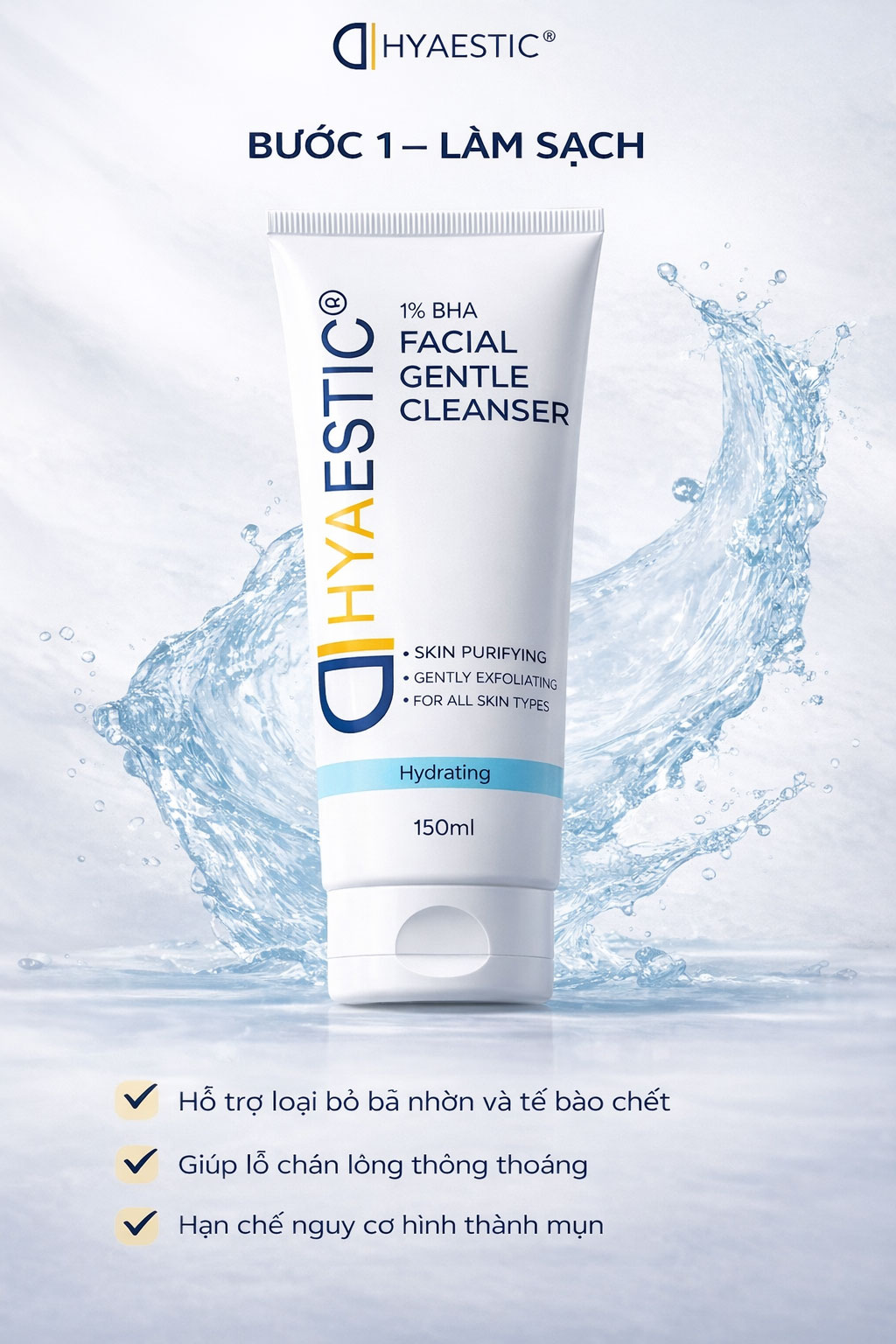 Hình: Bước 1 Làm sạch sâu nhưng vẫn dịu nhẹ