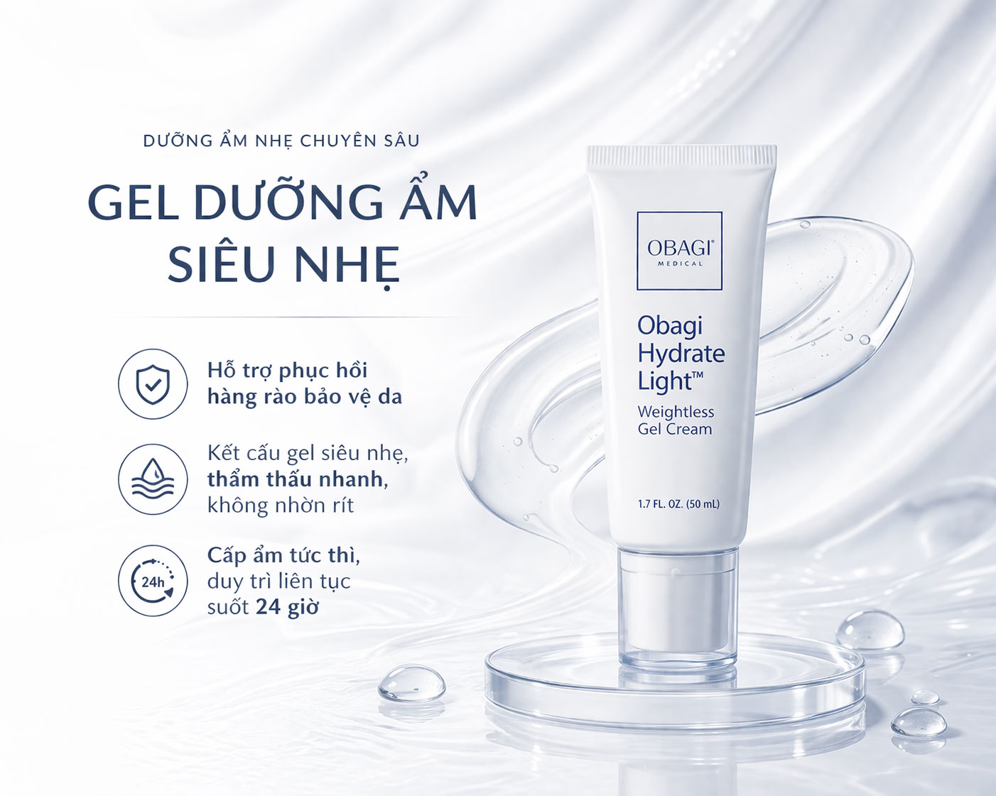 Kem dưỡng ẩm Obagi Hydrate Light Weightless Gel Cream
