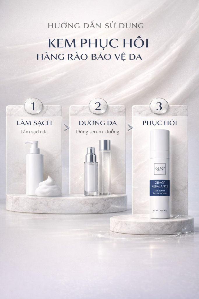 Hình: Routine sử dụng Obagi Skin Barrier Recovery Cream 