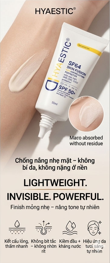 Hình: Texture kem chống nắng Hyaestic SPF 64