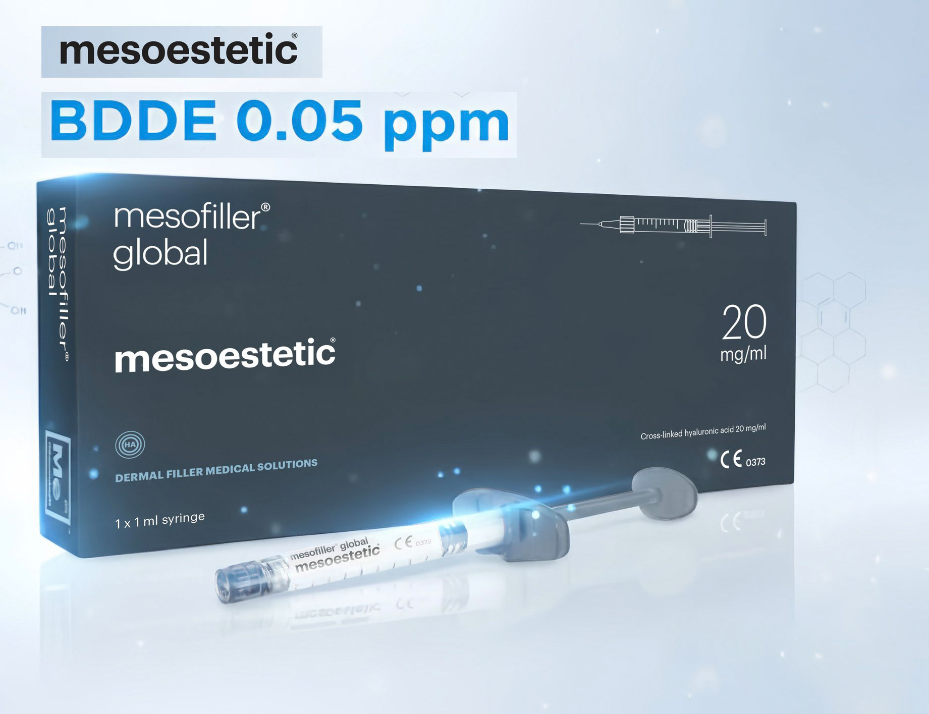 Hình: Sản phẩm Mesoestetic Global với hàm lượng BDDE 0.05 ppm