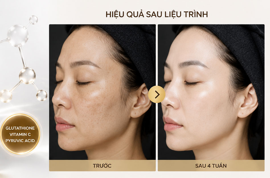 Hình: Trước và sau khi tiêm MCCM Whitening Cocktail